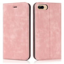 Dteck Wallet Phone Case for iPhone 8 Plus, iPhone 7 Plus RFID Blocking Credit Card Holder Kickstand Folio Flip Cover with Magnetic Closure, Pink