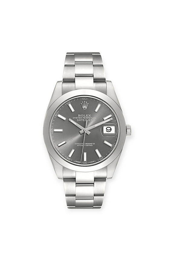 Pre-Owned Rolex Datejust 41 Slate Dial 126300 Smooth Bezel Steel Mens Watch