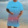 thumbnail image 3 of LEKDFST Mens Short Sets 2 Piece Outfits Letter Printing Short Sleeve Shirts and Shorts Casual Summer Outfits Sets Light Blue XXL, 3 of 6