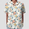 thumbnail image 2 of TOWMUS Floral Summer Tops Blouses Women's Summer Lapel Print Cotton and Linen Top Shirts for Women Linen Ladies Blouses White, 2 of 5