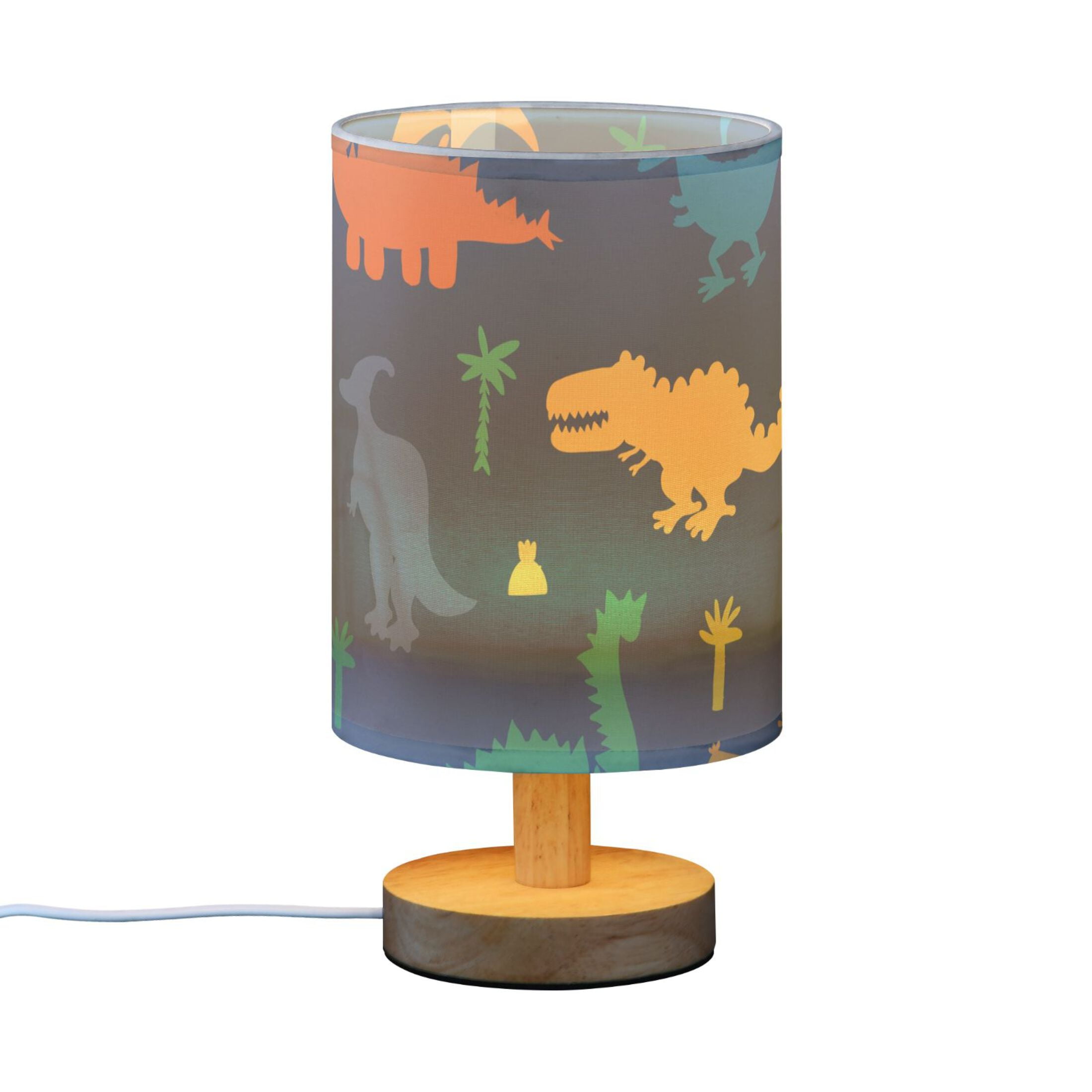 Collection Cute Cartoon Dinosaurs Bedside Table Lamp LED Warm Lights with USB Charging Port Retro Cylinder Desk Lamps for Bedroom Living Room Office Coffee Bar Decoration