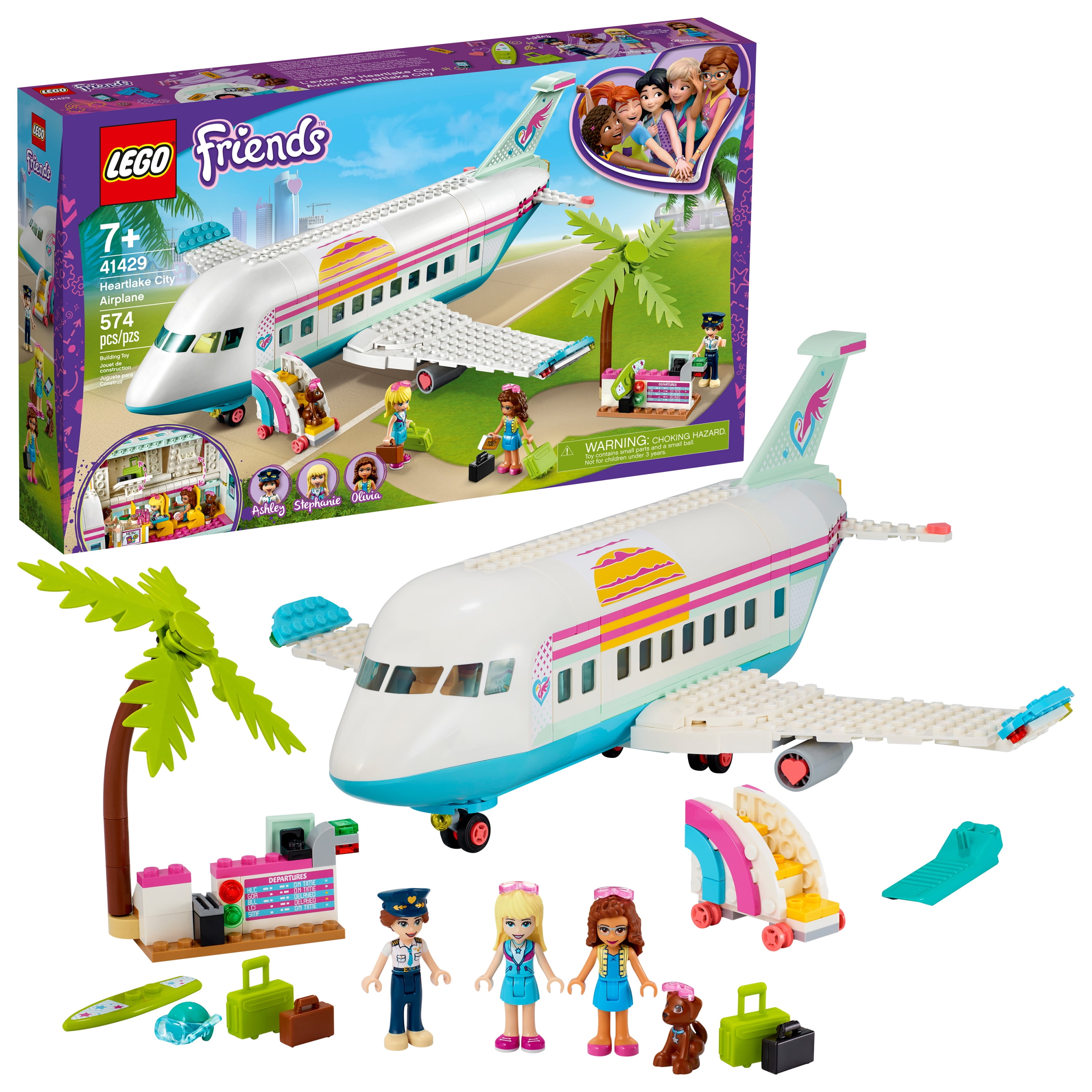 LEGO Friends Heartlake City Airplane Building Toy Inspires Travel Story-Making Play Scenarios (574 Pieces) -