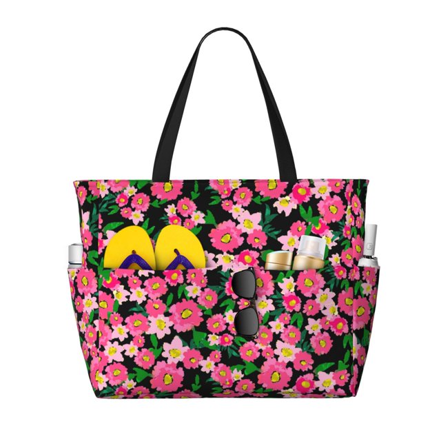 Disketp Trendy Floral Bolsa de Playa de Gran Capacidad, Bolso Impermeable y a Prueba de Arena para Mujer, Ideal para Playa, Piscina y Natación