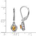 thumbnail image 2 of 925 Sterling Silver Diamond Citrine Earrings Drop Dangle Birthstone November, 2 of 6