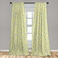 thumbnail image 4 of Ambesonne Vintage Curtains, Monochrome Romantic Floral, Pair of 28"x95", Ceil Blue and Pastel Yellow, 4 of 5