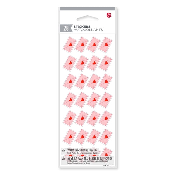 American Greetings Valentine's Day Stickers for Kids, Love Envelopes (1-Sheet, 28-Count)