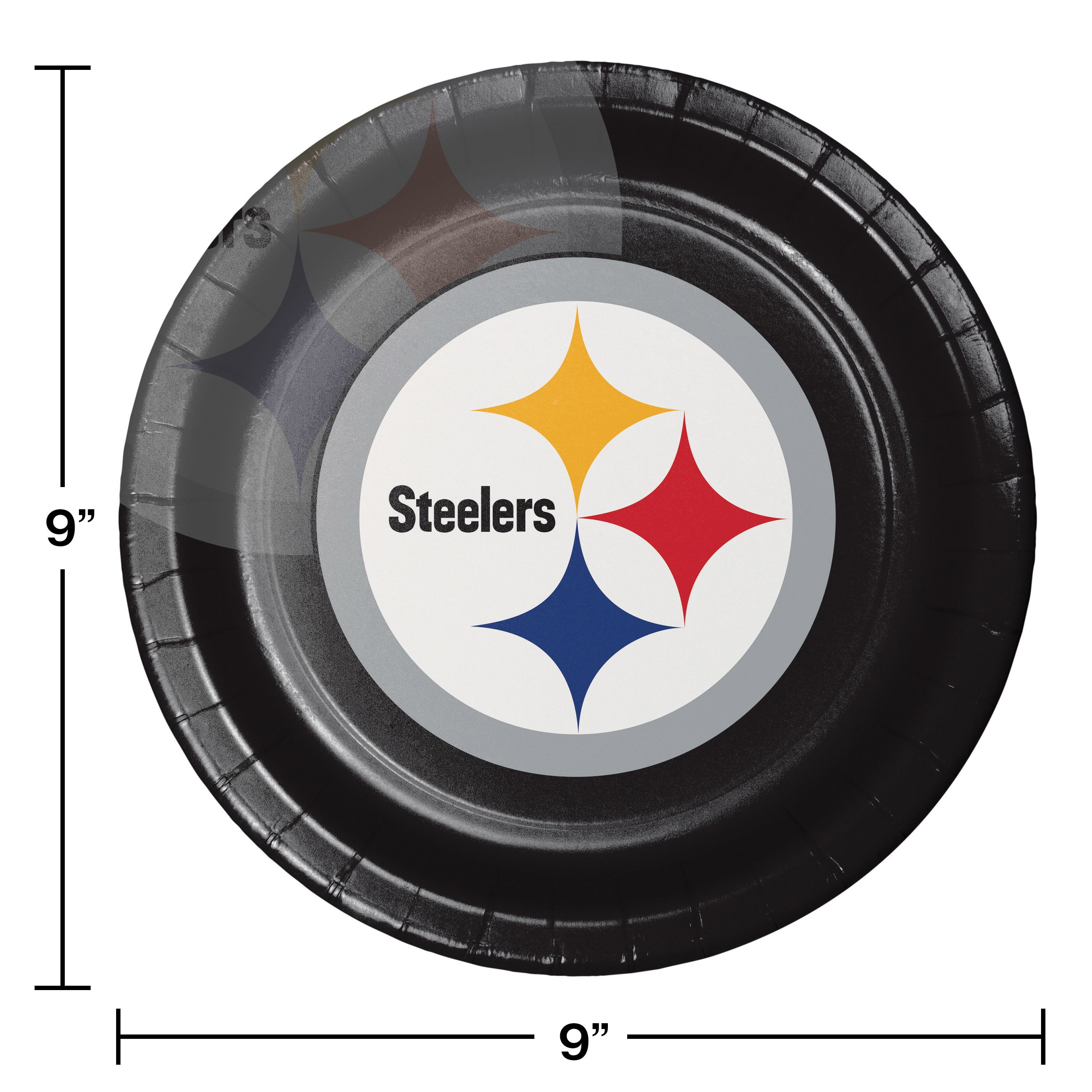 Pittsburgh Steelers Round Paper Plates 24 Count for 24 Guests