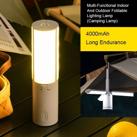 Rechargeable Camping Lantern, Folding Tent Light, Dimmable LED Lamp for Camping, Fishing, Car Repair and Emergency, 4000mAh