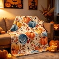 thumbnail image 2 of Halloween Flannel Throw Blanket, Pumpkin Ghost Gnome Fleece Blanket, Soft Cozy Halloween Sofa Blanket for Couch, Bed, Living Room, Fall Home Decor, 2 of 5