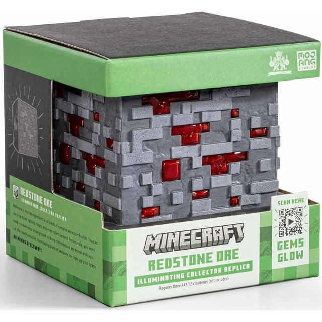 Minecraft Réplique de Collection Illuminatrice Grandeur Nature, Accessoire Réplique - Minecraft Minerai de Pierre Rouge