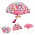 thumbnail image 3 of Unique Bargains Rose Print With Tassel Folding Fan 1 Pc For Summer Decorations Rose Red, 3 of 5