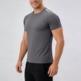 thumbnail image 2 of PLHWHYQ Men's Crew Neck Moisture Wicking Workout Shirts, Lightweight Short Sleeve Athletic Running Gym Performance Activewear Tops Grey M, 2 of 4