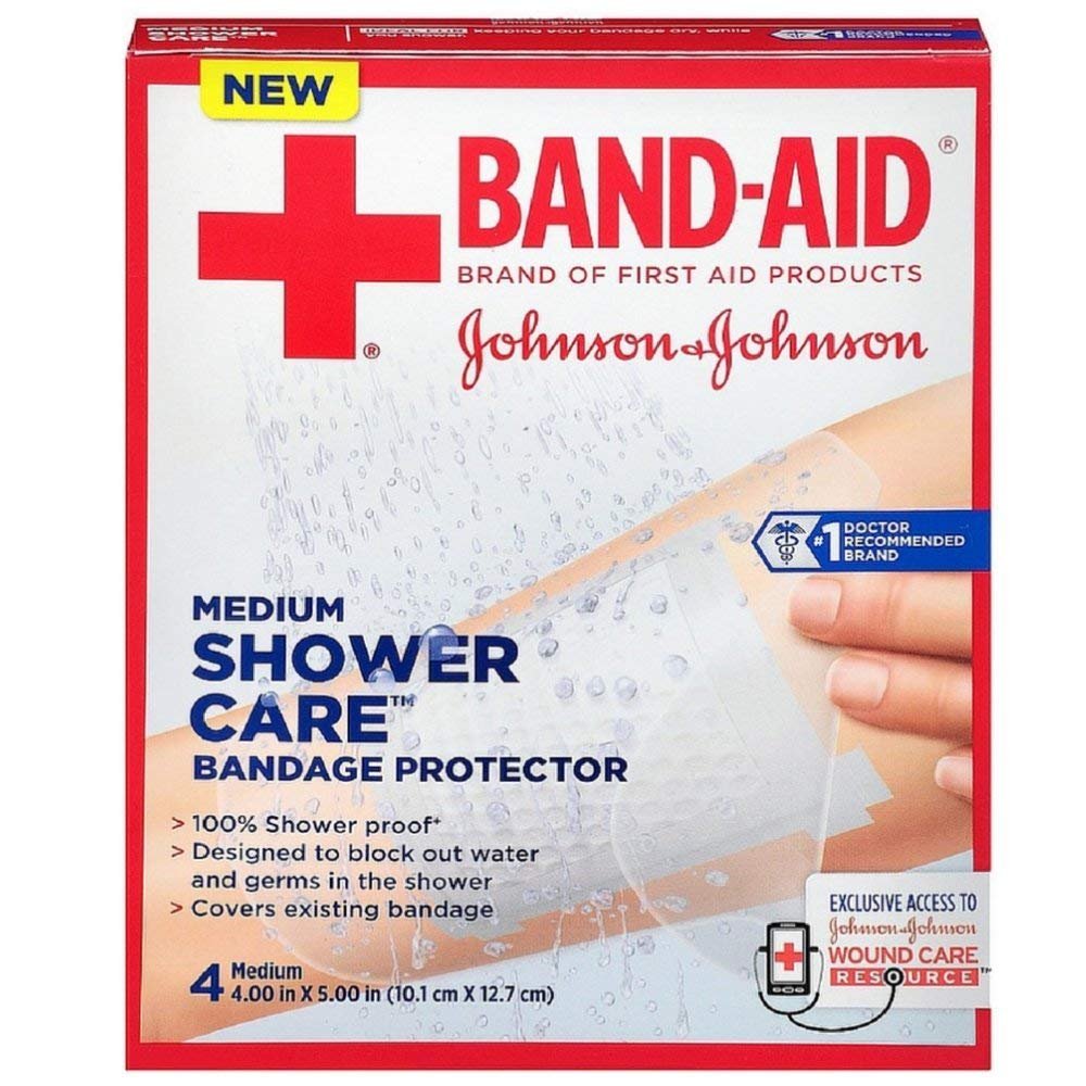 BANDAID Shower Care Bandage Protector, Medium 4 ea (Pack of 3