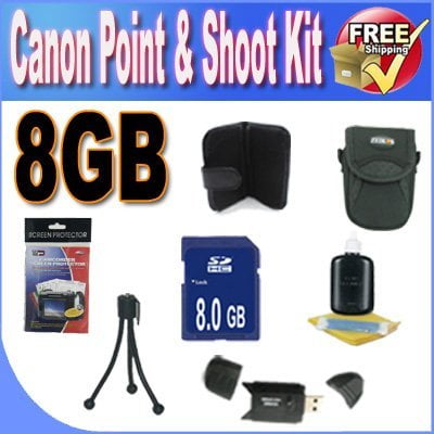 Canon PowerShot Accessory Saver Bundle (8GB SDHC Memory   USB Card Reader   Deluxe Camera Case w/Strap   LCD Screen Pro
