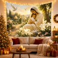 thumbnail image 3 of White Robed Figure With Child in a Flower Garden, Peaceful Vintage Style for Art Lovers, Inspirational Wall Decor, New Home Gift, Tapestry Wall Hanging for Bedroom and Dorm, 3 of 7