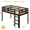 thumbnail image 4 of Ktaxon Wood Loft Bed Twin Size with Ladder, Solid Wood Low Loft Bed Frames for Girls Boys, Brown, 4 of 10