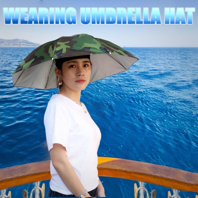 Sombrero de sombrilla portátil anti-lluvia anti-sol para la cabeza al aire libre (camuflaje) Likrtyny Para Estrenar