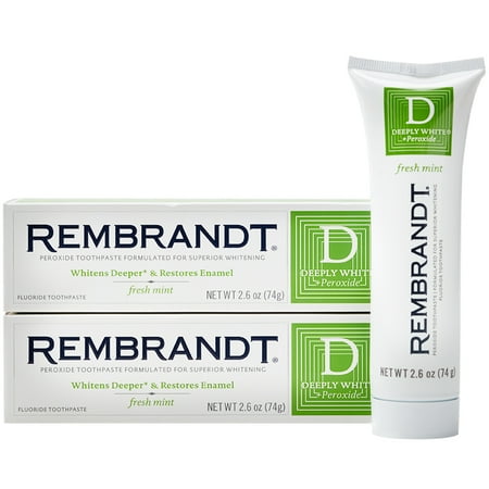 Rembrandt Deeply White + Peroxide Whitening Toothpaste, Fresh Mint Flavor, 2.6-Ounce (2 (Best Toothpaste For Nicotine Stains)