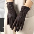thumbnail image 4 of 1 Pair Women Cycling Gloves Autumn Winter Windproof Elastic Faux Snakeskin Touchscreen Anti-slip Thermal Cold Weather Full Finger Motorcycle Riding Gloves, 4 of 8