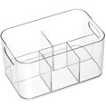 thumbnail image 1 of Paquete de 2 contenedores de plástico transparente con 5 compartimentos, suministros de arte divididos, organizador de maquillaje cosmético, contenedor de almacenamiento multiusos para tocador, baño,, 1 of 5