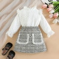 thumbnail image 2 of Mercatoo Toddler Little Girl Skirt Outfits Ruffle Sleeve Lace Tops Mini Plaids Skirt Girls 1 to 6 Year Autumn Clothes Set, 2 of 7