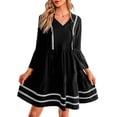 thumbnail image 3 of Vestido de manga tres cuartos, vestido con volantes y cuello en V Vestido con cuello en V para mujer Vestido informal con cuello en V Rendimiento de primera categoría, 3 of 6