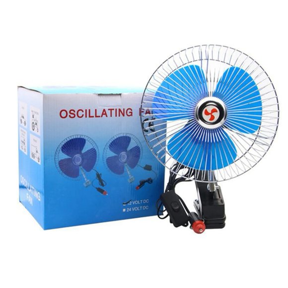 Ventilateur de Voiture en Métal Silencieux Semi-Clos 12V/24V Vent Fort Secouage Automatique de la Tête 6 Pouces 24V Mingyiq