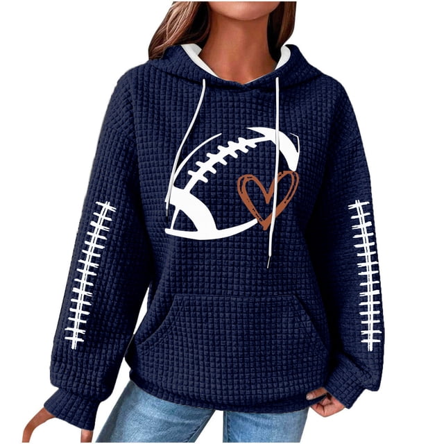 Rbaofujie Chandails à Capuchon Mignons Femmes Décontracté Manches Longues Col Rond Chandails pour Dames Hauts Blouse Chandail à Capuchon Uni Bleu Marine Chandail pour Femmes