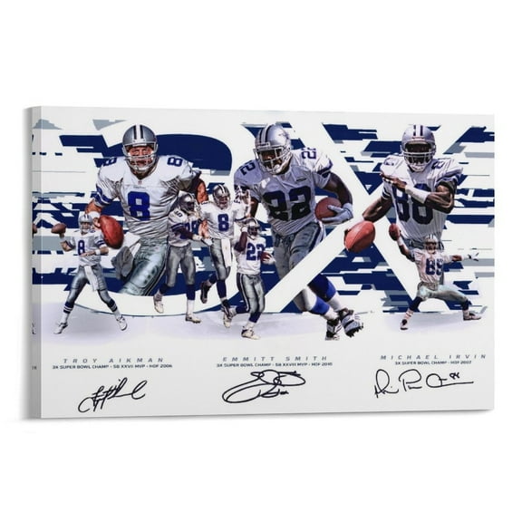 Troy Aikman, Michael Irvin, Emmitt Smith Canvas Poster Artworks Canvas Poster Room Aesthetic Wall Art Prints Home Modern Decor Gifts 20x30inch(50x75cm)
