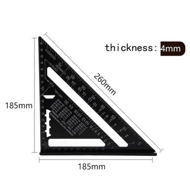 Regla de ángulo Triangular cuadrada, Regla de medición Triangular, transportador de ángulo de carpintería, herramienta de medición de calibre de Trammel Fivean unisex