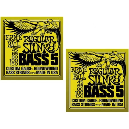 LOT OF 2 - Ernie Ball Regular Slinky 5 String Bass Strings, Made in USA, P02836^2