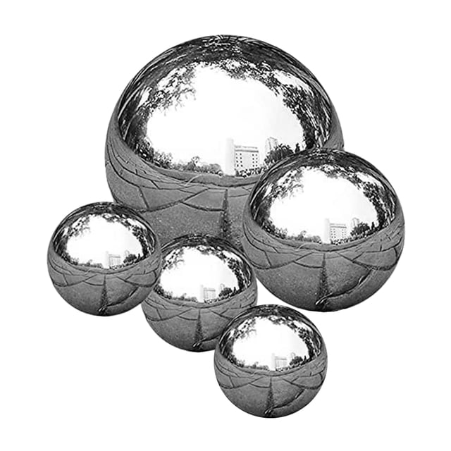 EeaseMX 5 bolas de acero inoxidable con acabado pulido para decoración de jardín.