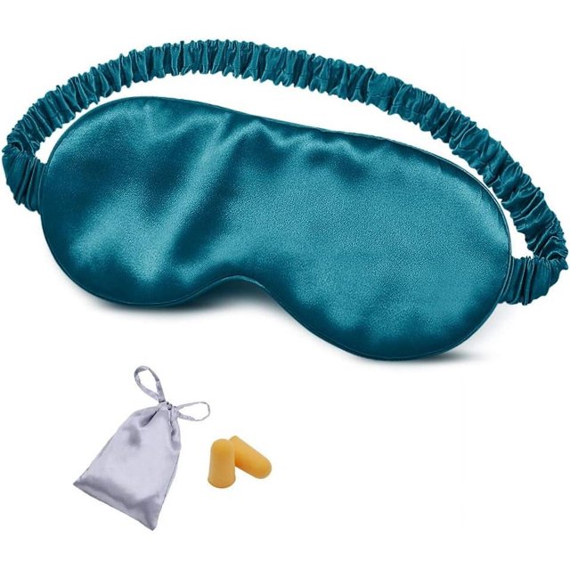 Máscara de seda para dormir, antifaz para los ojos con relleno de seda de doble capa y correa elástica para dormir toda la noche, viajar y tomar la siesta, antifaz para los ojos con bolsa