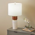 thumbnail image 2 of DecMode 25" Thick Stand White Table Lamp with White Cotton Shade, 2 of 9