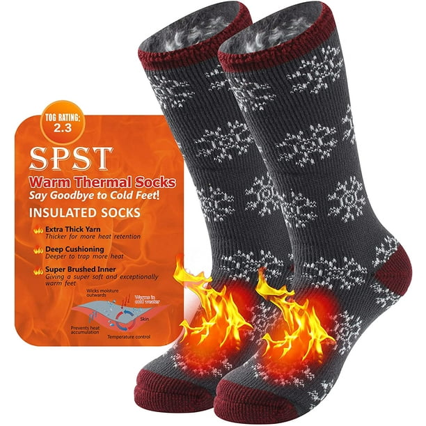 Warm Thermal Socks, FFIY Men Women Winter Extra Thick Insulated Heated Boot  Heavy Crew Fuzzy Socks for Cold Weather 