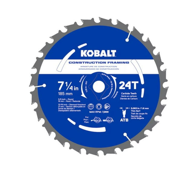 Kobalt 7-1/4-in 24 -Tooth Rough Finish Tungsten carbide-tipped steel Circular saw blade Individual