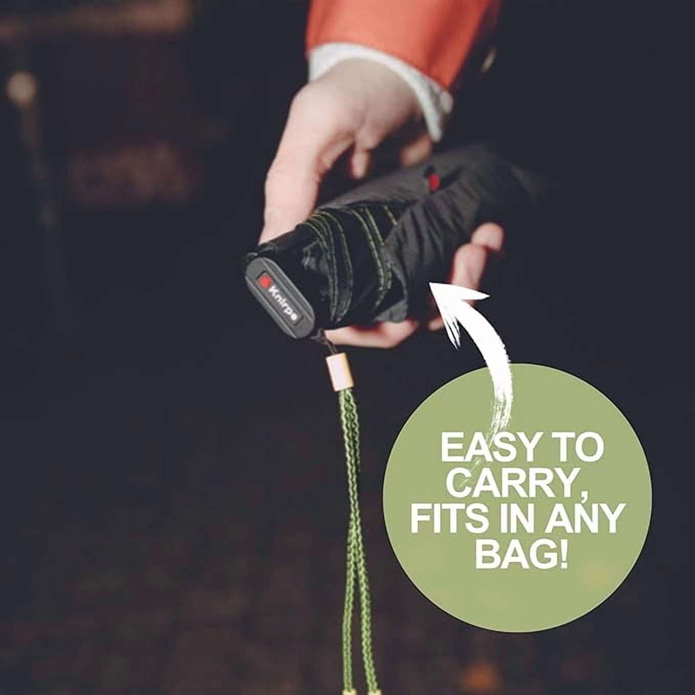 Knirps US.050 Ultra Light Pocket Size Manual Rain Umbrella in Cardamom – 4oz Portable Travel Umbrellas with 35" Quick Dry Canopy, Windproof up to 62mph, Matching Quick Dry Protective Cover Included