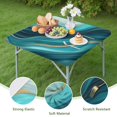 thumbnail image 4 of Teal Marble Gold Wave Pattern Square Fitted Tablecloth with Elastic Edge,Square Table Cover,Washable Elastic Table Cover for Home Kitchen Party Decor 34"x34", 4 of 6