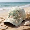 thumbnail image 4 of romoty Womens Sea Turtle Embroidered Baseball Cap Adjustable Breathable Outdoor Sun Hat for Beach Vacation Hiking Summer Casual Wear, 4 of 7