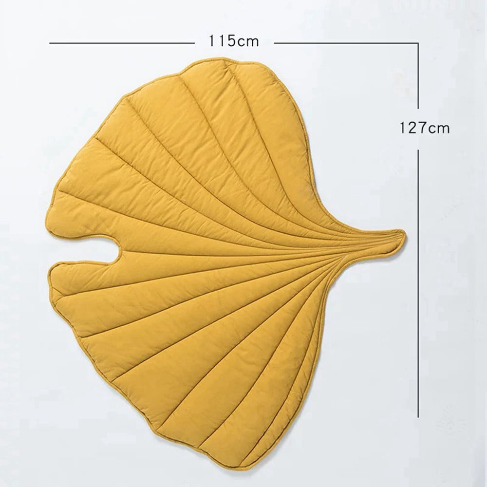 Mustard Yellow Ginkgo Leaf Quilted Floor Mat