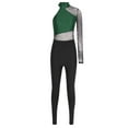 thumbnail image 3 of iiniim Women's One Shoulder Gymnastics Leotard Rhinestone One Piece Unitard Metallic Color Ballet Dance Leotards Dark Green L, 3 of 7