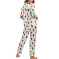 thumbnail image 3 of JGTDBPO Two Piece Pajamas Set For Womens Pjs Set Lapel Sleepwear Nightwear Solid Color Button Down Classic Long Sleeve Soft Sleepwear Lounge Household Trousers Pajama Set, 3 of 7