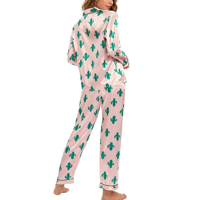 Baskuwish Women's Long Sleeve Satin Pajamas