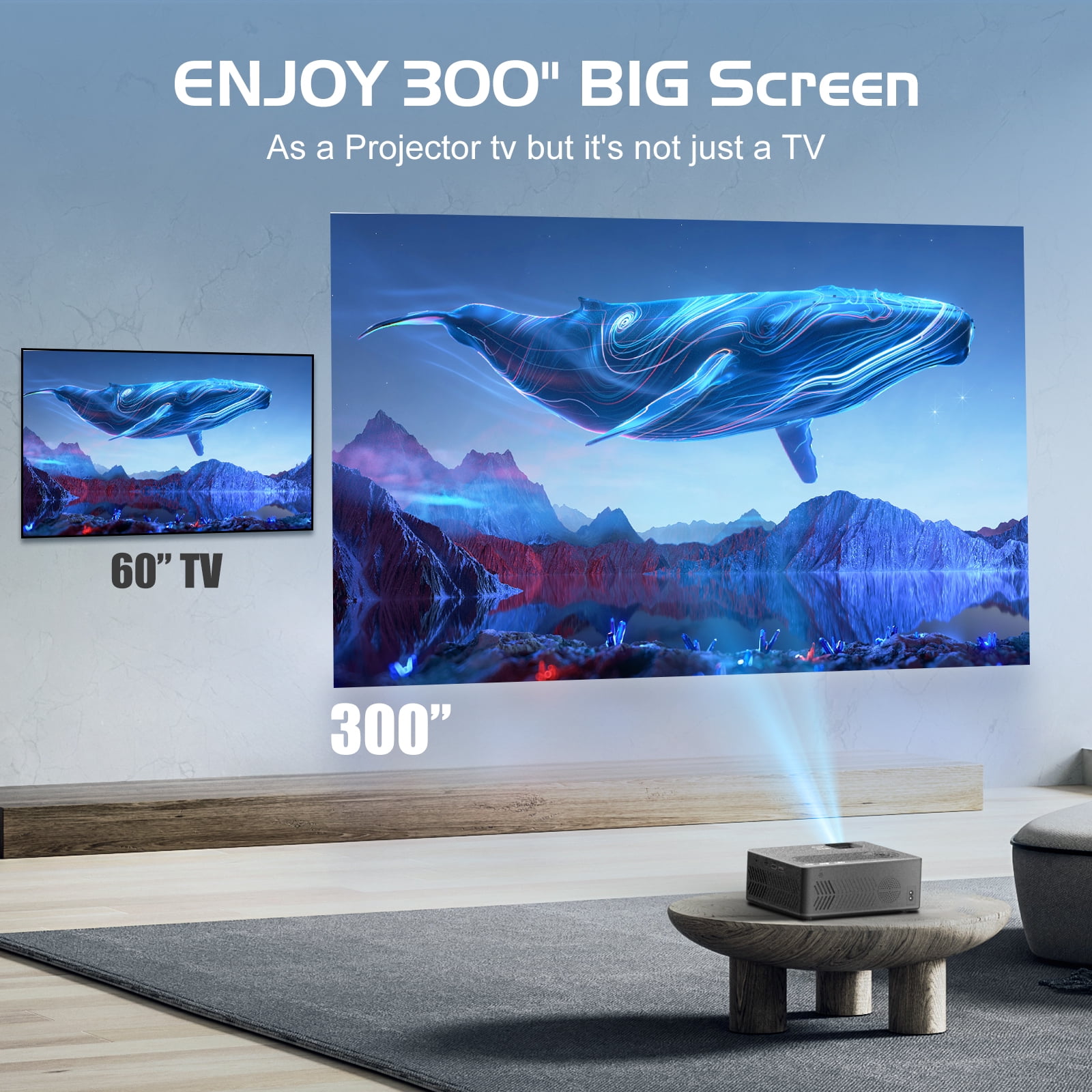 Faltopu 5G WiFi Bluetooth Projector Native 1080P Support 4K outdoor Movie Projector, 16000LM Full HD Compatible with iOS/Android/PC/TV Stick/HDMI/USB (Projector Screen and Carry Bag Included)