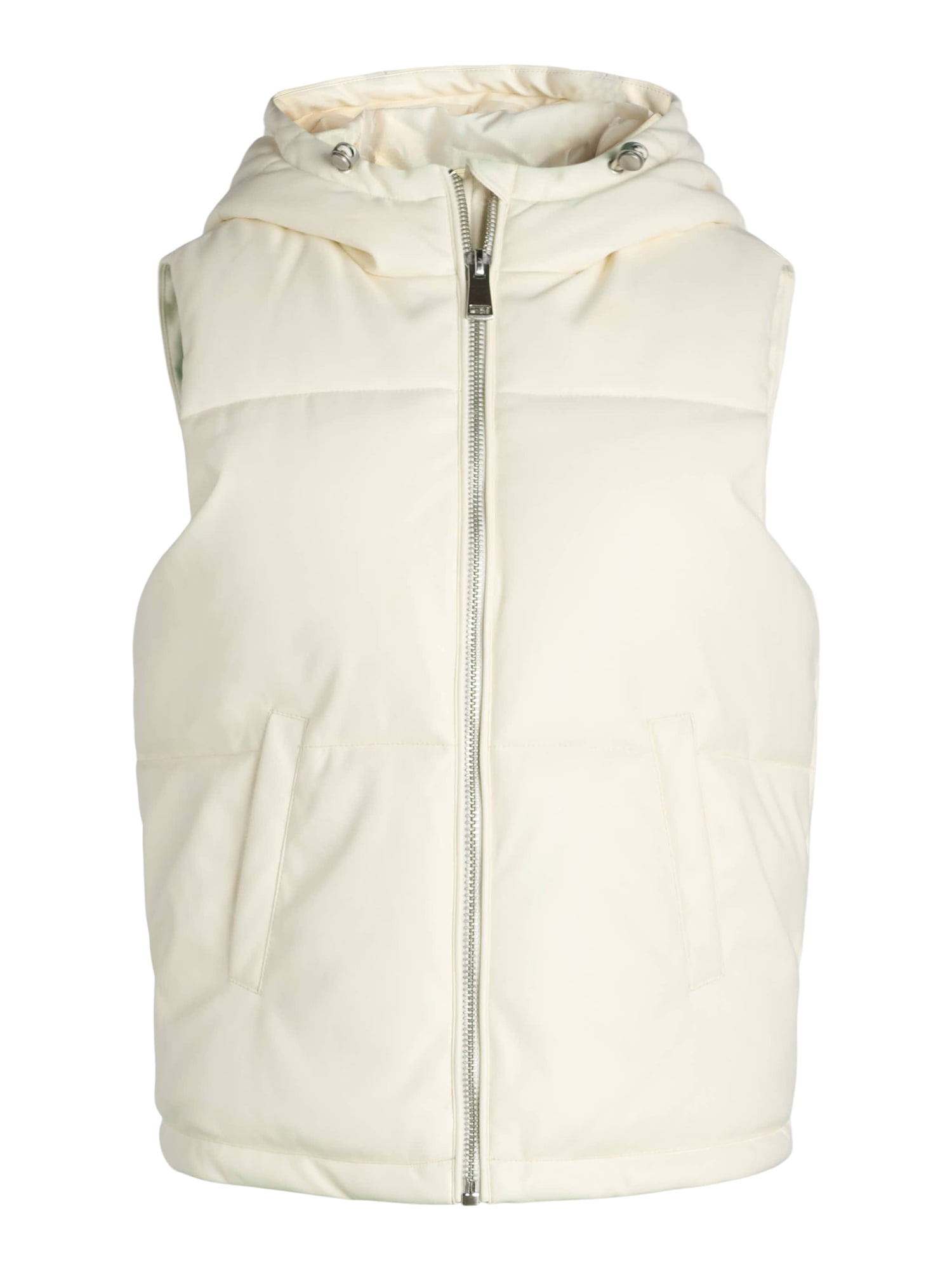 Scoop Women's Faux Leather Hooded Puffer Vest, Midweight, Sizes XS-XXL