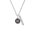 thumbnail image 2 of Delight Jewelry Silvertone Antiqued Round Seal - Initial - M - Silvertone Guardian Angel Bar Charm Necklace, 23", 2 of 4