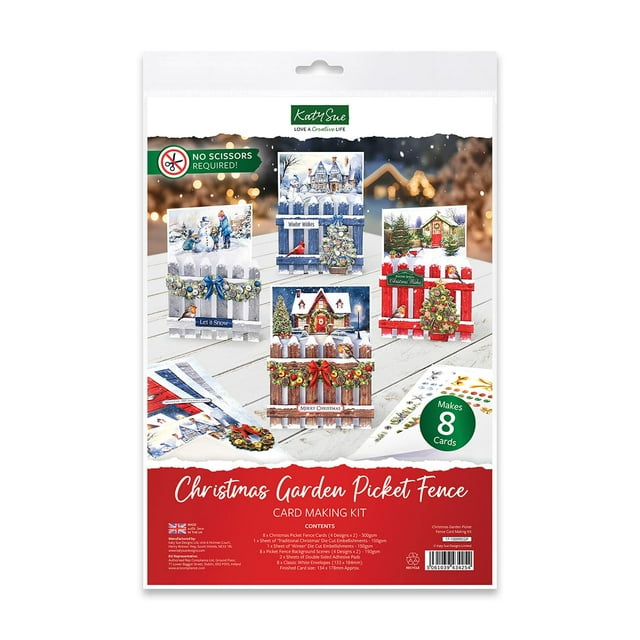 Kit para hacer tarjetas Katy Sue Christmas Garden Picket Fence