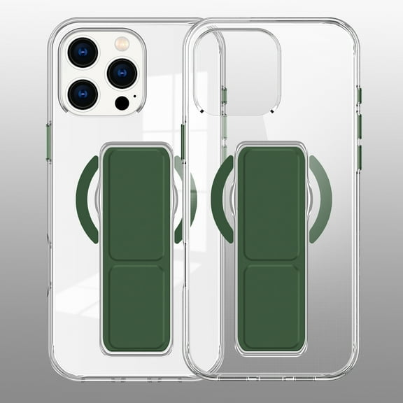 Compatible for iPhone 14 Pro Max Stand Case with Wristband, Multi-Functional Magnetic Kickstand Protective Phone Case Support Wireless Charging, Slim Hybrid Clear Shockproof Cover, Green