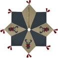 thumbnail image 2 of Northlight 48" Blue and Brown Burlap and Plaid Reindeer Christmas Tree Skirt with Tassels - 48, 2 of 5