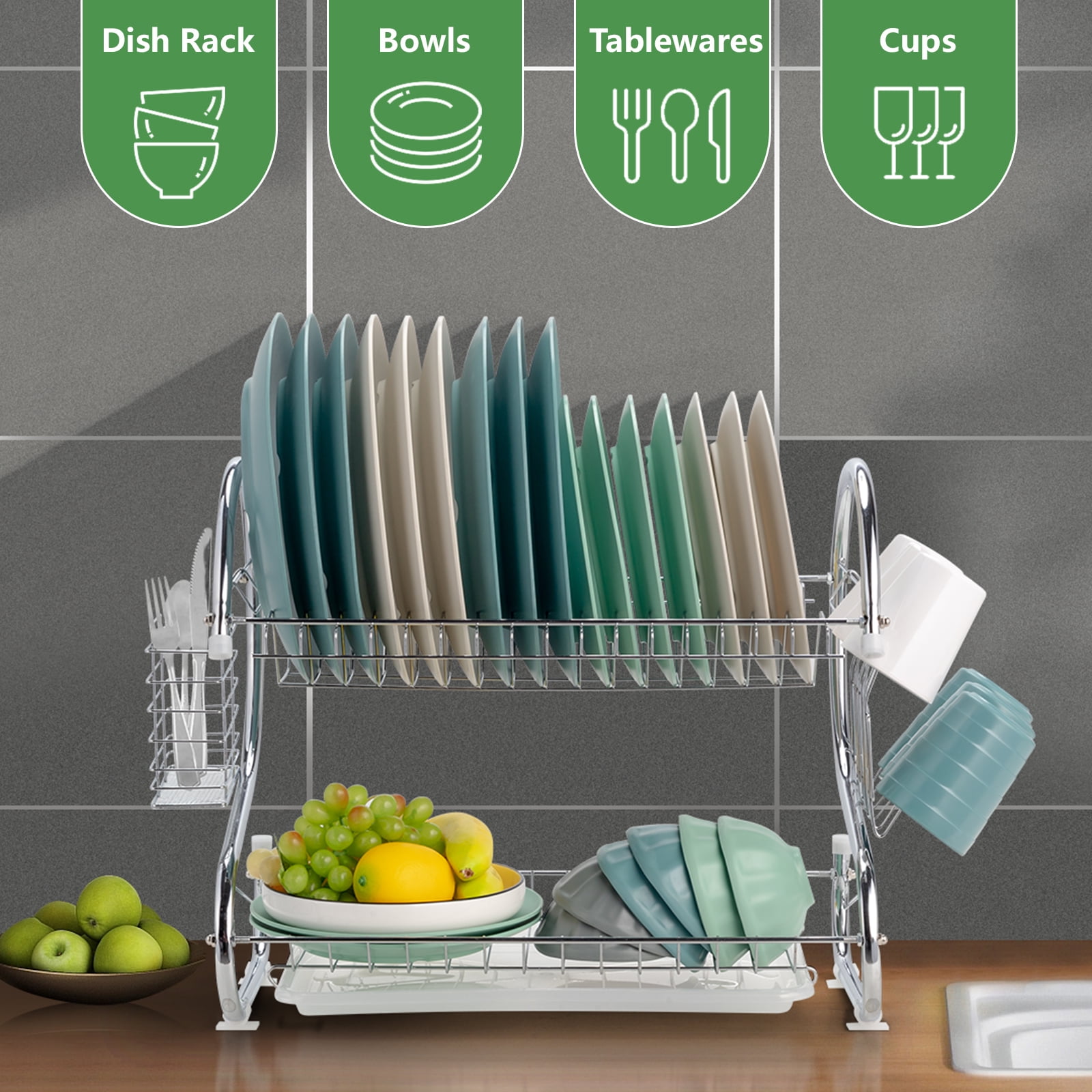 Multifunctional Dish Drainer Dual Layers Bowls & Dishes & Chopsticks &  Spoons Collection Shelf - Bed Bath & Beyond - 31118377